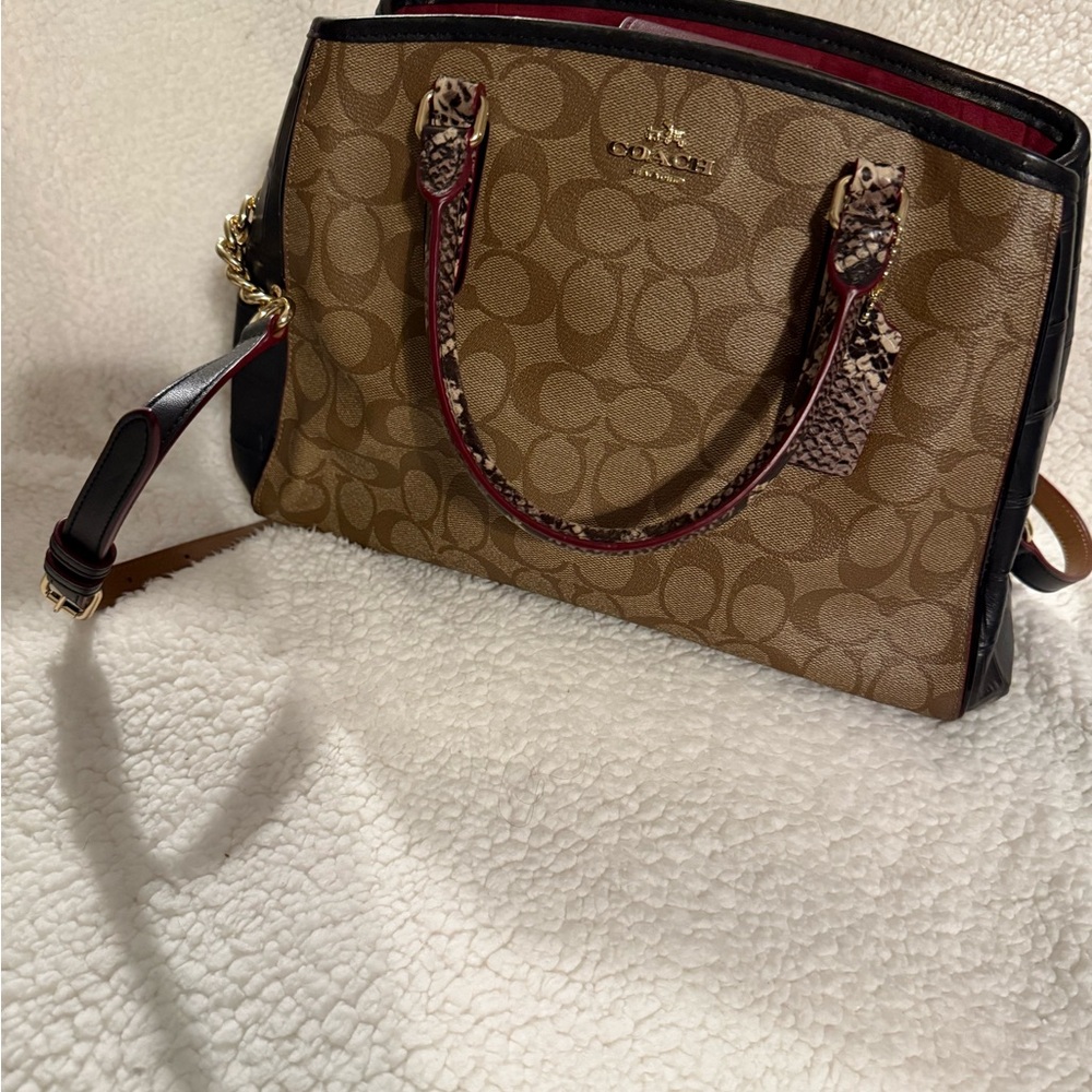 Coach Brown and Black Signature Tote Bag